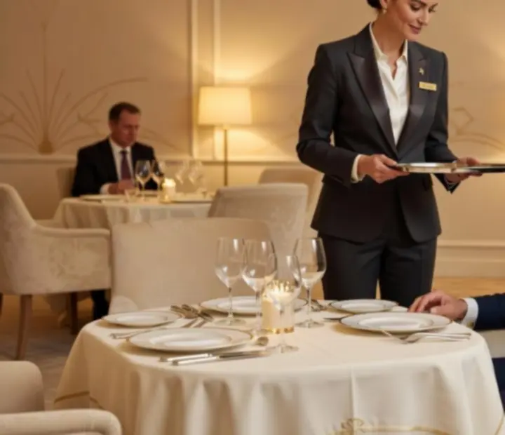 Zespół hospitality KLUCZNIAK ŻANETA BARBARA dyskretnie obsługuje gości podczas eleganckiego wieczoru tematycznego.