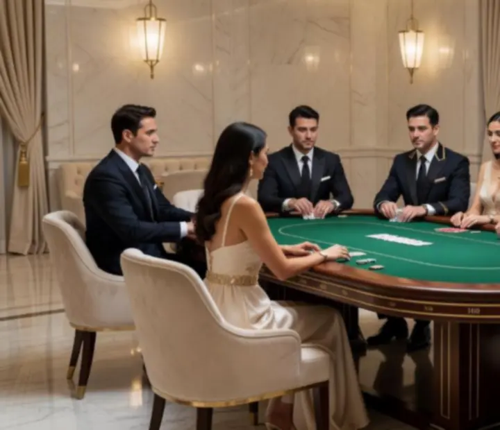 Professional dealers running a high-end poker tournament