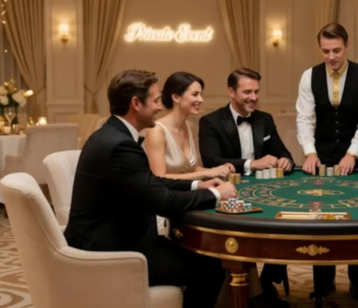 Upscale private celebration with a luxury casino table